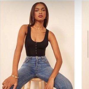 Reformation Ella Sleeveless Bodysuit In Black
